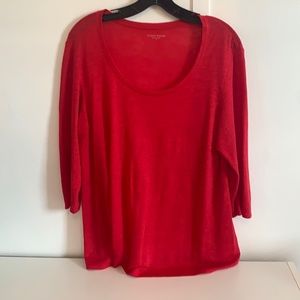 Red linen Eileen Fisher top